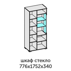 Аллегро-10 Шкаф 2дв. (со стеклом) (дуб крафт золотой-камень темный) в Серове - serov.mebel24.online | фото 2