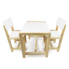 Детский растущий комплект стол и два стула  Я САМ "Лофт" (Белый, Сосна) в Серове - serov.mebel24.online | фото