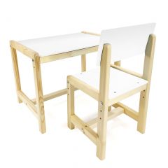 Детский растущий комплект стол и стул  Я САМ "Лофт" (Белый, Сосна) в Серове - serov.mebel24.online | фото