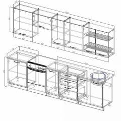 Кухонный гарнитур Антрацит 3000 (Стол. 26мм) в Серове - serov.mebel24.online | фото 2