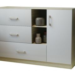 Комод К-3.1 (Дуб сонома/Белый жемчуг) в Серове - serov.mebel24.online | фото