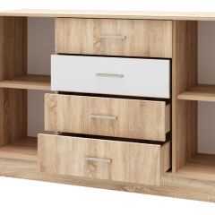 БЕАТРИС Комод К1400 (Дуб Сонома/Белый глянец) в Серове - serov.mebel24.online | фото 2