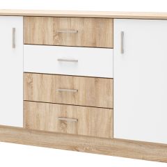 БЕАТРИС Комод К1400 (Дуб Сонома/Белый глянец) в Серове - serov.mebel24.online | фото