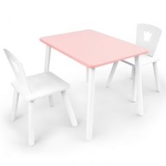 Комплект детской мебели стол и два стула Корона  (Розовый/Белый/Белый) в Серове - serov.mebel24.online | фото
