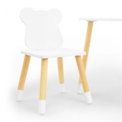 Комплект детской мебели стол и два стула Мишутка (Белый/Белый/Береза) в Серове - serov.mebel24.online | фото