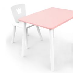 Комплект детской мебели стол и стул Корона (Розовый/Белый/Белый) в Серове - serov.mebel24.online | фото