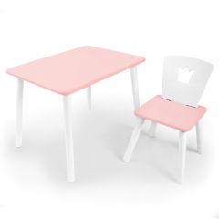 Комплект детской мебели стол и стул Корона (Розовый/Розовый/Белый) в Серове - serov.mebel24.online | фото
