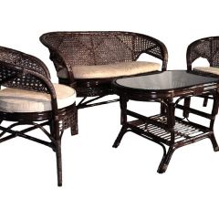 Комплект Пеланги 02/15 с 2-х местным диваном и овальным столом (Темно-коричневый) в Серове - serov.mebel24.online | фото 1