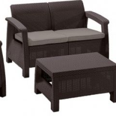 Комплект мебели Корфу сет (Corfu set) коричневый - серо-бежевый * в Серове - serov.mebel24.online | фото