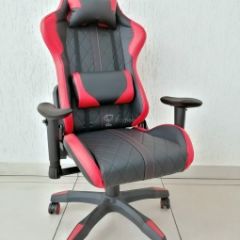 Кресло геймерское Barneo K-52 (черная экокожа красные вставки) в Серове - serov.mebel24.online | фото