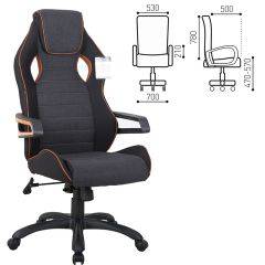 Кресло компьютерное BRABIX Techno Pro GM-003 (ткань черное/серое, вставки оранжевые) 531813 в Серове - serov.mebel24.online | фото 2