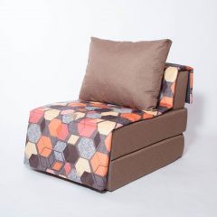 Кресло-кровать бескаркасное Харви (коричневый-геометрия браун) в Серове - serov.mebel24.online | фото 1