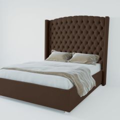 Кровать Берлин ЛЮКС с ПМ 1200 (экокожа коричневая) в Серове - serov.mebel24.online | фото 2