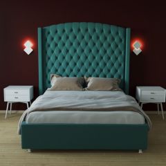 Кровать Берлин ЛЮКС с ПМ 900 (велюр бирюзовый) в Серове - serov.mebel24.online | фото 2