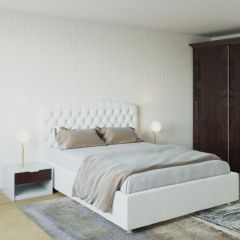 Кровать Берлин с ПМ 1200 (экокожа белая) в Серове - serov.mebel24.online | фото 2