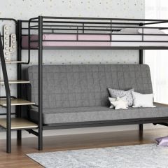 Кровать двухъярусная с диваном "Мадлен-3" (Черный/Серый) в Серове - serov.mebel24.online | фото