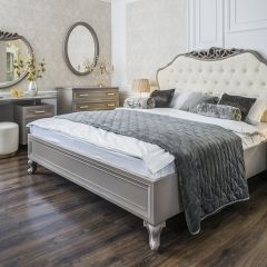 Кровать Мокко 1600 с мягким изголовьем + основание (серый камень) в Серове - serov.mebel24.online | фото