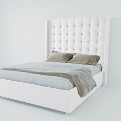 Кровать Венеция ЛЮКС с ПМ 1600 (экокожа белая) в Серове - serov.mebel24.online | фото 2
