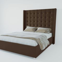 Кровать Венеция ЛЮКС с ПМ 800 (экокожа коричневая) в Серове - serov.mebel24.online | фото