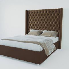 Кровать Версаль ЛЮКС с ПМ 1400 (экокожа коричневая) в Серове - serov.mebel24.online | фото