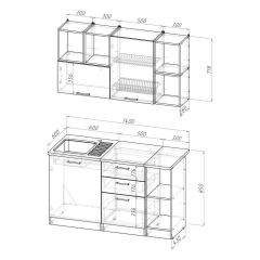 Кухонный гарнитур Ольга медиум 3 1400 мм в Серове - serov.mebel24.online | фото 2