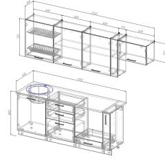 Кухонный гарнитур Вегас 2550 (Стол. 26мм) в Серове - serov.mebel24.online | фото 2