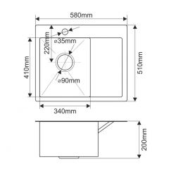 Мойка HD5851L MELANA ProfLine 3,0/200 САТИН врезная прямоугольная с коландером HD5851L в Серове - serov.mebel24.online | фото 2