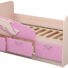 Кровать Дельфин 1,6 (Дуб молочный/фасад - Ламарти розовый) в Серове - serov.mebel24.online | фото 1