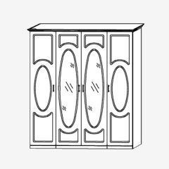 Прованс-2 Шкаф 4-х дверный с 2 зеркалами (Итальянский орех/Груша с платиной черной) в Серове - serov.mebel24.online | фото