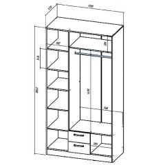 КОСТА-РИКА Шкаф 3-х створчатый (шимо светлый/шимо темный) в Серове - serov.mebel24.online | фото 2