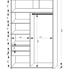 Шкаф-купе 1400 серии SOFT D1+D3+B2+PL1 (2 ящика+1штанга) профиль «Графит» в Серове - serov.mebel24.online | фото 3