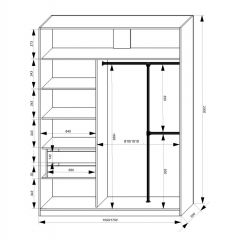 Шкаф-купе 1500 серии NEW CLASSIC K4+K4+B2+PL4 (2 ящика+F обр. штанга) профиль «Капучино» в Серове - serov.mebel24.online | фото 3