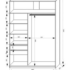 Шкаф-купе 1600 серии SOFT D1+D3+B2+PL1 (2 ящика+1штанга) профиль «Графит» в Серове - serov.mebel24.online | фото 4