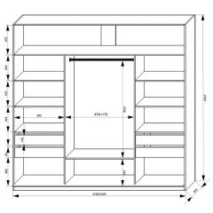 Шкаф-купе 2100 серии SOFT D2+D7+D3+B22+PL2 (по 2 ящика лев/прав+1штанга+1полка) профиль «Графит» в Серове - serov.mebel24.online | фото 3