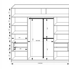 Шкаф-купе 2450 серии NEW CLASSIC K4+K4+K4+B22+PL4 (по 2 ящика лев/прав+F обр.штанга) профиль «Капучино» в Серове - serov.mebel24.online | фото 3