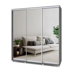 МАРТИН Шкаф-купе с зеркалами Камень темный (2000*450) М403 в Серове - serov.mebel24.online | фото