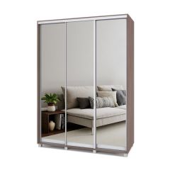 РОЛАНД Шкаф-купе с зеркалами Шимо темный (450*1600) Р463 в Серове - serov.mebel24.online | фото
