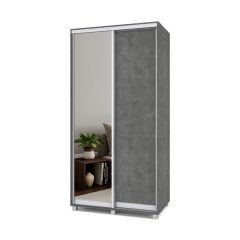 РОЛАНД Шкаф-купе с зеркалом Камень темный (450*1100) Р412 в Серове - serov.mebel24.online | фото 2
