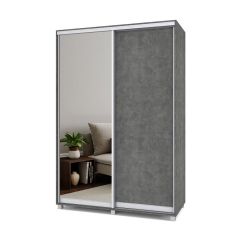 РОЛАНД Шкаф-купе с зеркалом Камень темный (450*1500) Р452 в Серове - serov.mebel24.online | фото 2