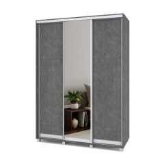 РОЛАНД Шкаф-купе с зеркалом Камень темный (450*1600) Р462 в Серове - serov.mebel24.online | фото 2