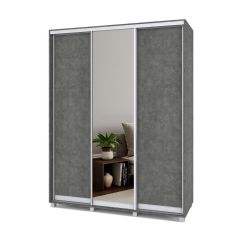 РОЛАНД Шкаф-купе с зеркалом Камень темный (450*1700) Р472 в Серове - serov.mebel24.online | фото