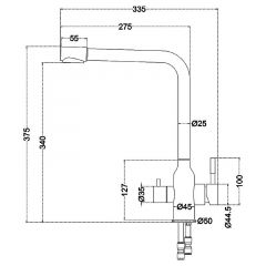 Смеситель д/кухни MELANA-F610304 Stello нерж.сталь, с переключателем на фильтр, однорычажный, сатин в Серове - serov.mebel24.online | фото 4