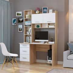 Стол компьютерный ПКС-5 Дуб сонома/Белый глянец в Серове - serov.mebel24.online | фото