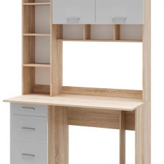 Стол компьютерный ПКС-5 Дуб сонома/Белый глянец в Серове - serov.mebel24.online | фото 2