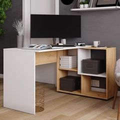 Стол компьютерный угловой СКМУ-4 Белый/Дуб крафт золотой в Серове - serov.mebel24.online | фото