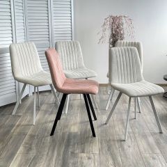 Стул ELVIS WZ2042-18 белая галька фактурный велюр / белый каркас М-City в Серове - serov.mebel24.online | фото 2