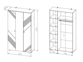 БАЙКАЛ Шкаф трехстворчатый (Графит/Дуб золотой) в Серове - serov.mebel24.online | фото 3