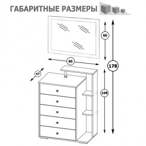 Камелия Комод + Зеркало, цвет белый, ШхГхВ 80х46,8х178 см., НЕ универсальная сборка в Серове - serov.mebel24.online | фото 6