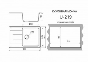 Каменная мойка ULSTONE U-219 (755х505) в Серове - serov.mebel24.online | фото 2