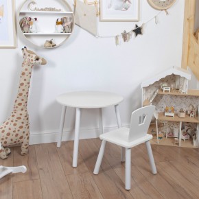 Комплект детский стол КРУГЛЫЙ и стул КОРОНА ROLTI Baby (белая столешница/белое сиденье/белые ножки) в Серове - serov.mebel24.online | фото